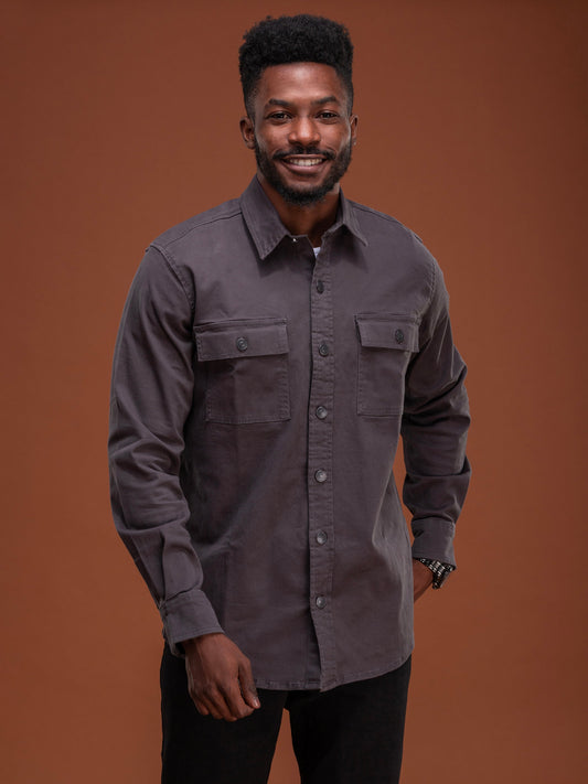 Safari Men's Shacket - Dark Grey