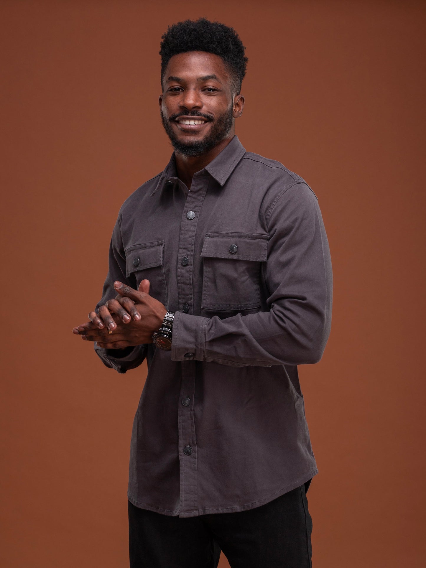 Safari Men's Shacket - Dark Grey