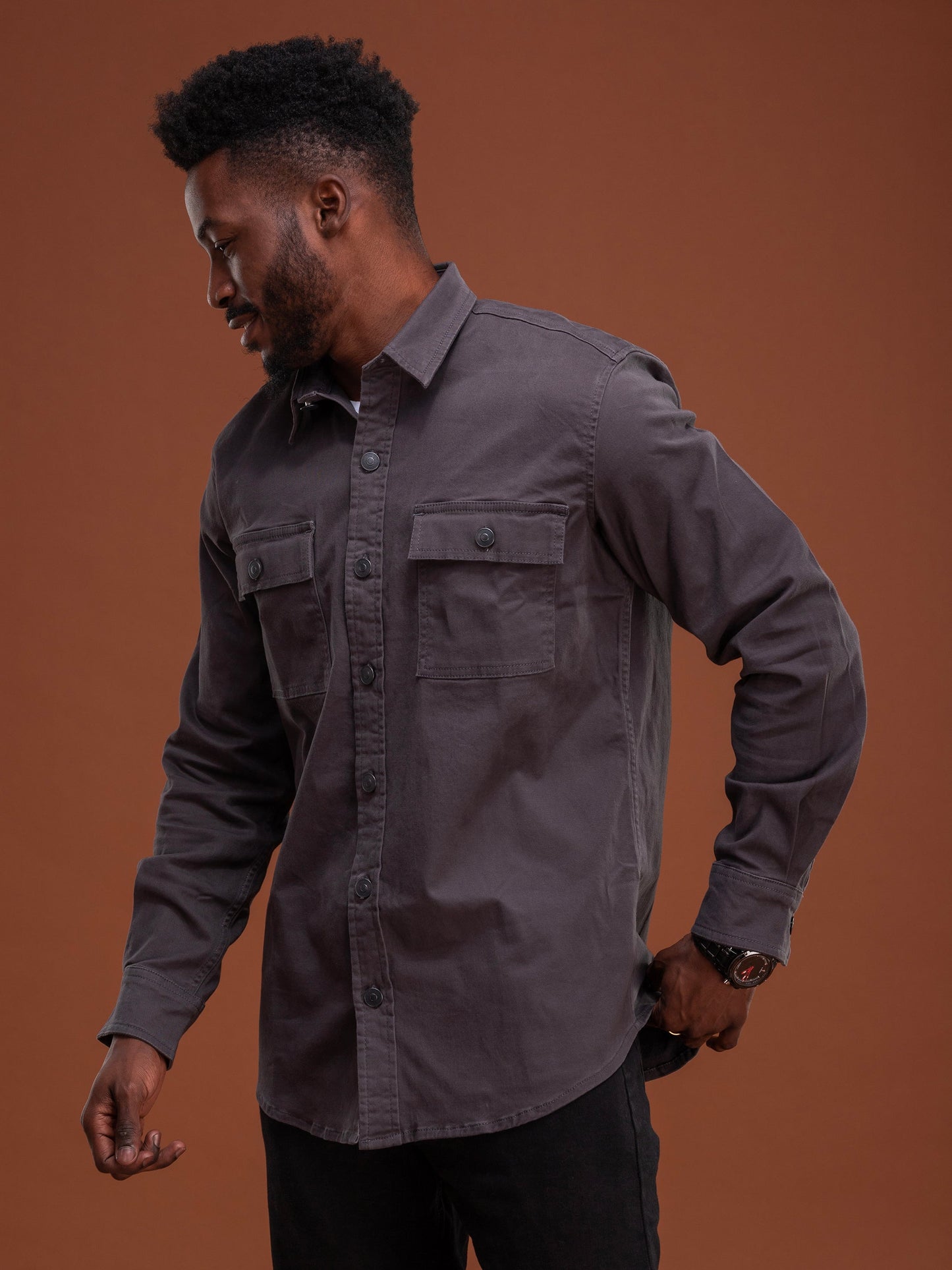 Safari Men's Shacket - Dark Grey