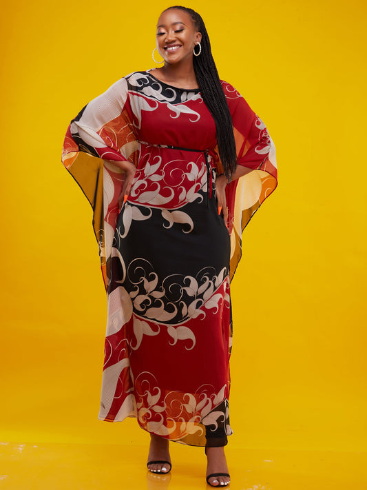 Vivo Muna Maxi Kaftan - Beige / Brown Print
