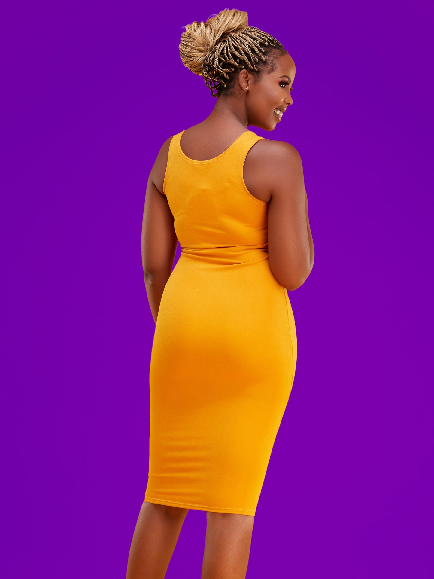 Vivo Basic Sleeveless Leila Bodycon Dress - Mustard
