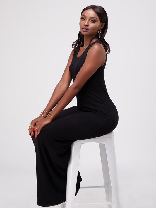 Vivo Basic Straight Maxi Dress - Black