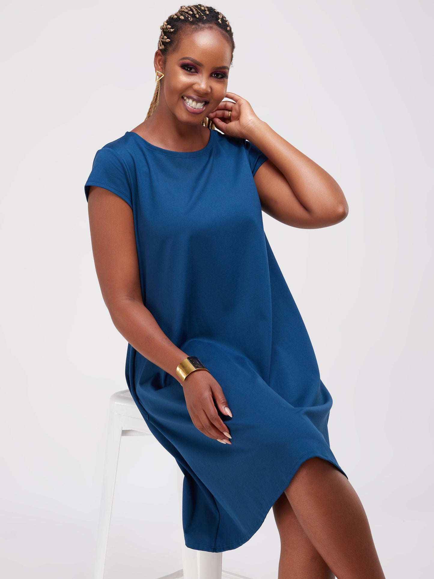 Vivo Basic Kena Tent Knee Length Dress - Teal