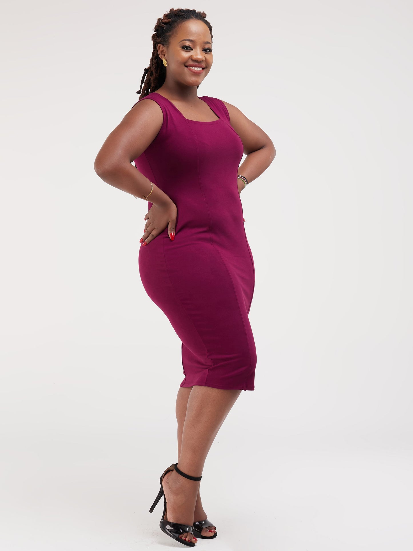 Vivo Sophia Square Neck Bodycon - Burgundy