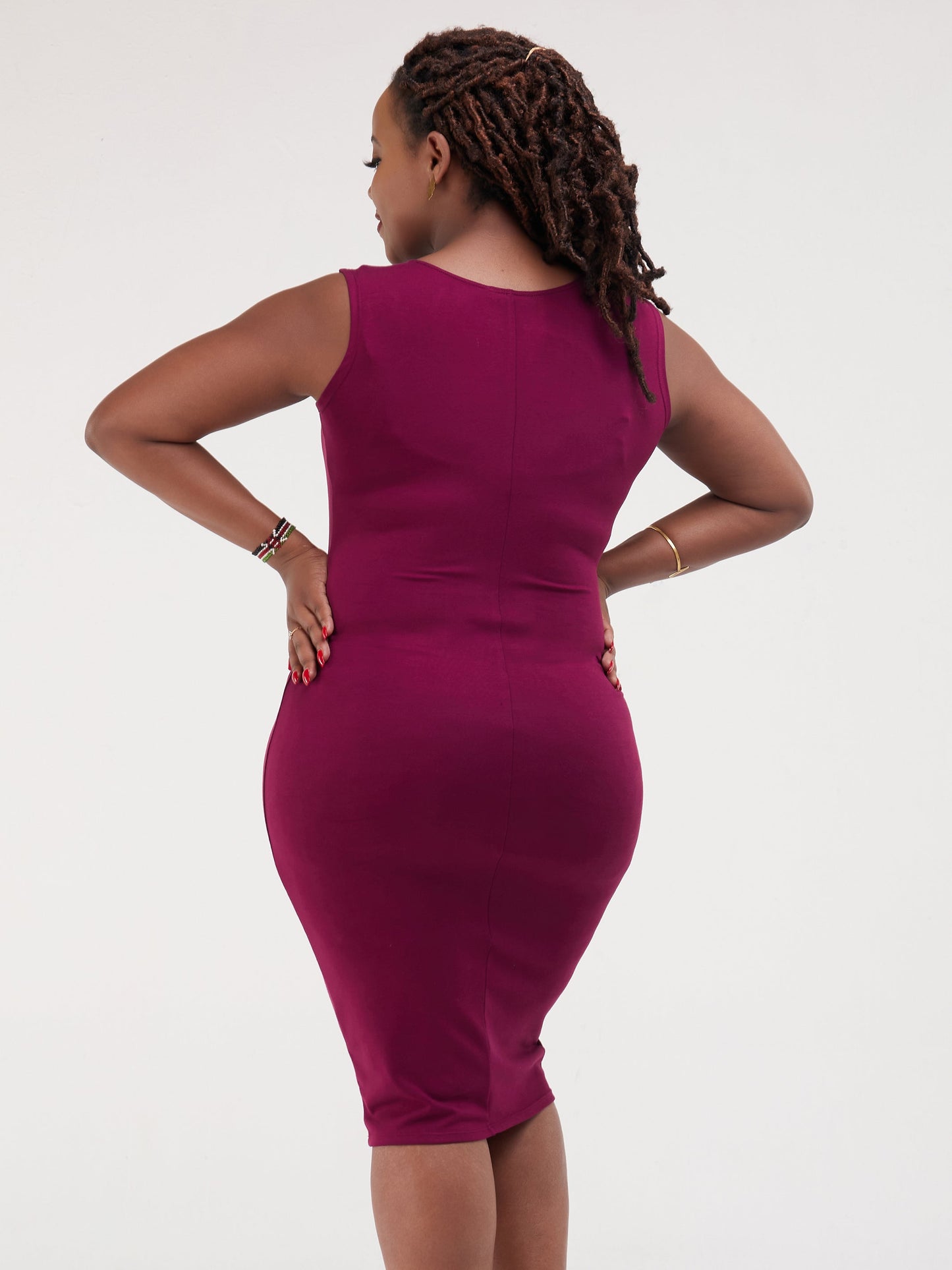 Vivo Sophia Square Neck Bodycon - Burgundy