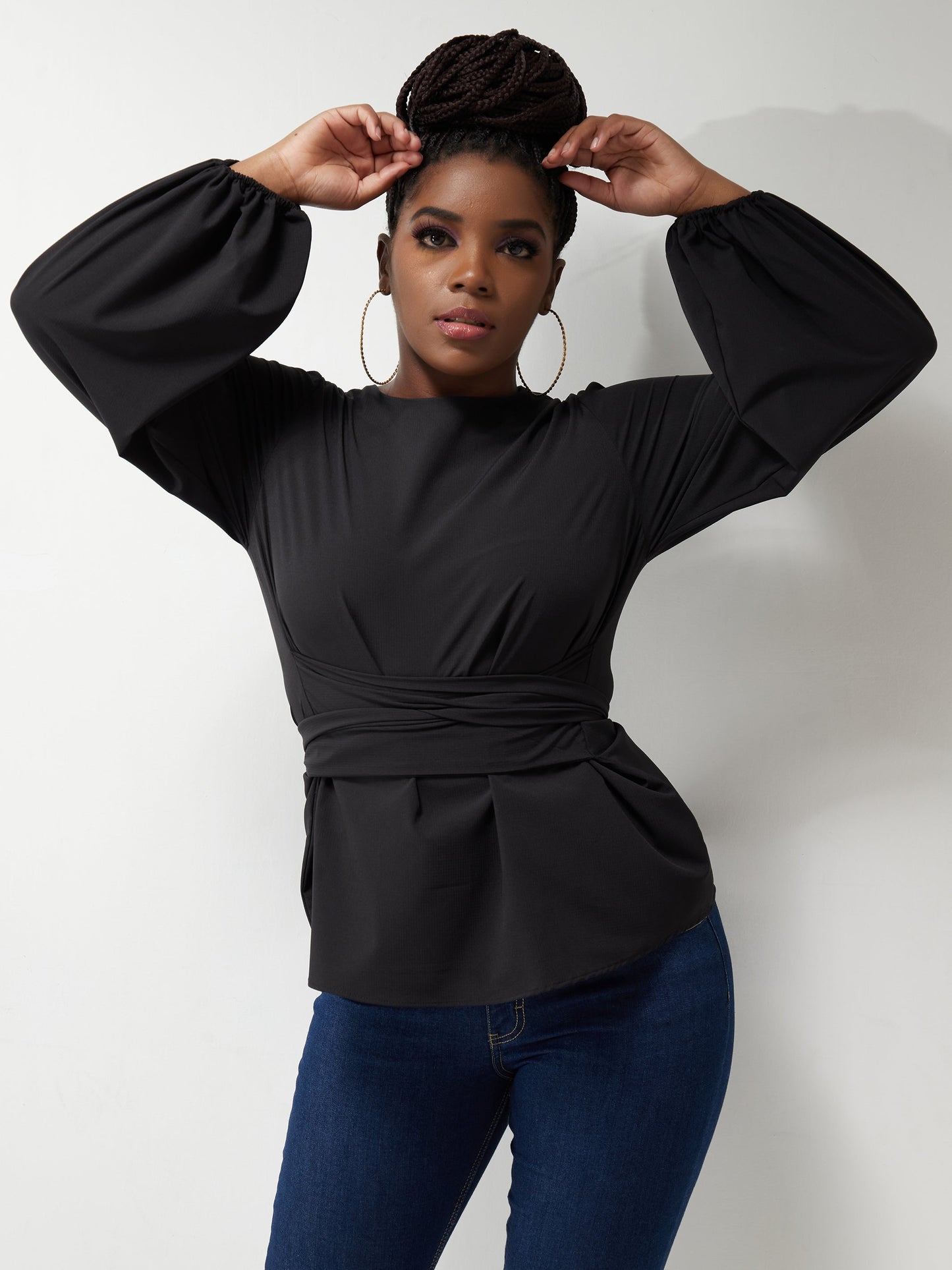Vivo Basic Crepe Tie Top - Black