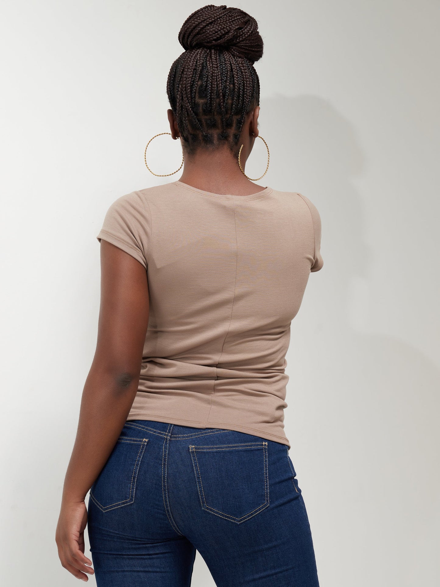 Vivo Basic Val Cap Sleeve Top - Taupe