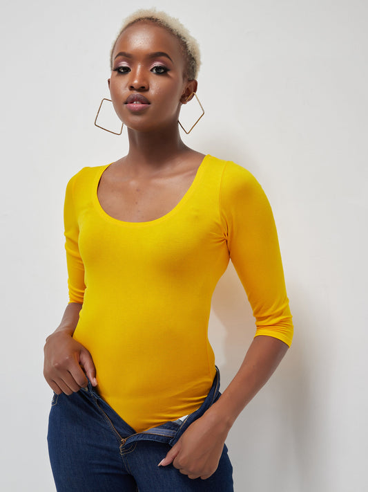 Vivo Basic 3/4 Sleeved Bodysuit - Yellow