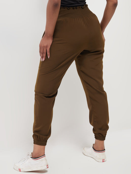 Safari Naima Shirred Waist Jogger Pants - Hunters Green