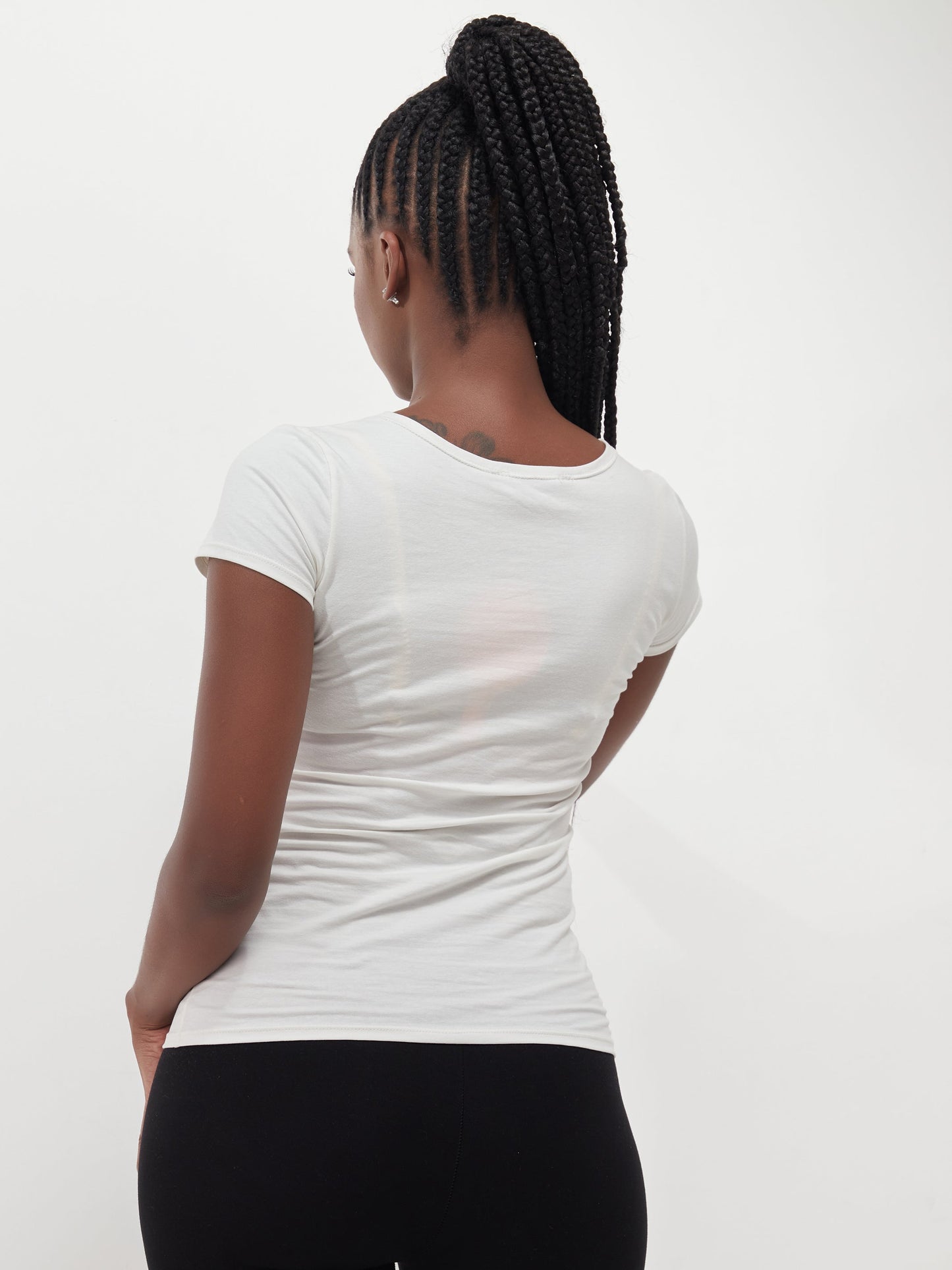 Safari Naima Scoop Neck Cap Sleeve Top - White