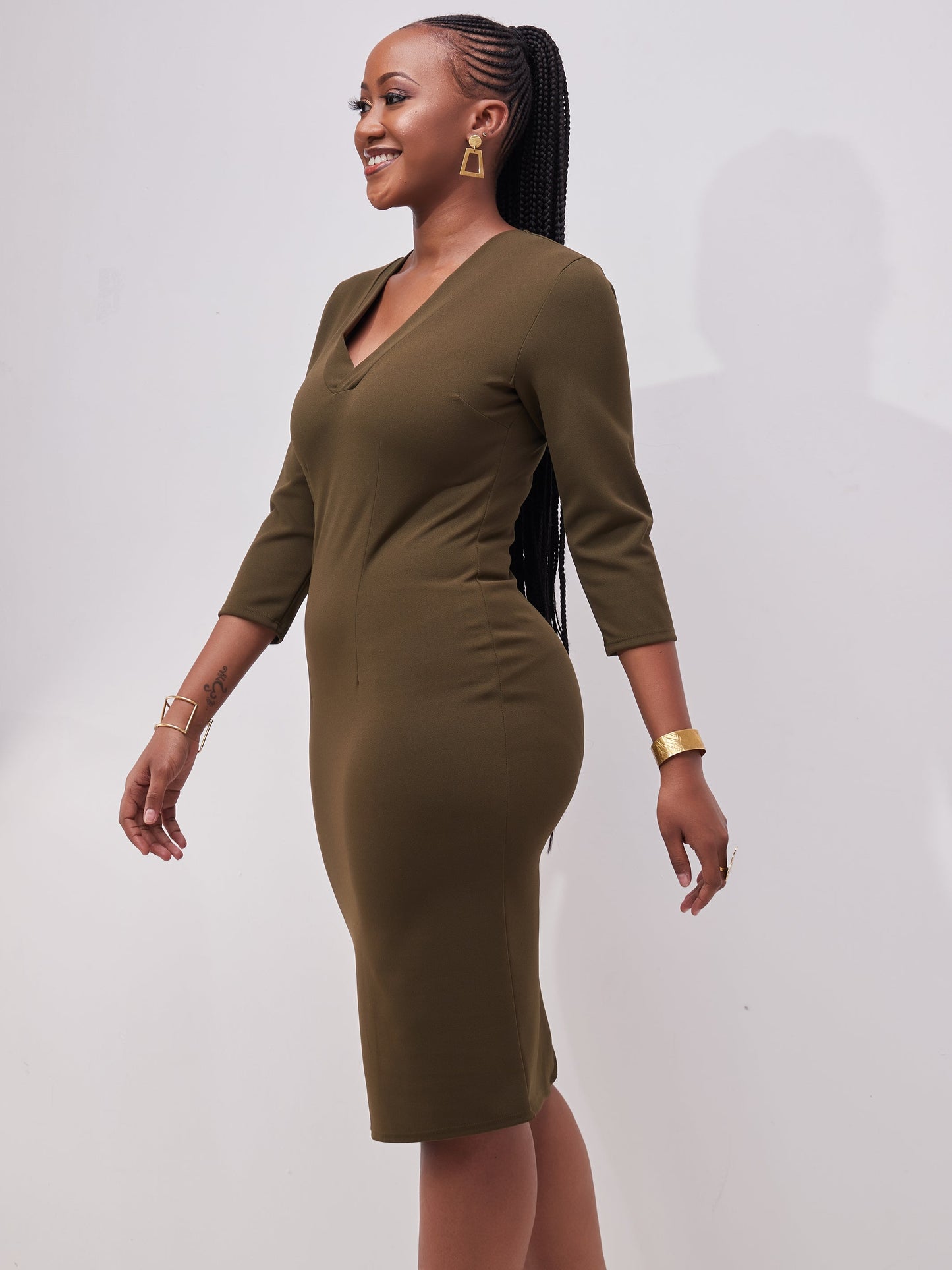 Vivo J.O V-Neck Sheath Dress - Hunters Green