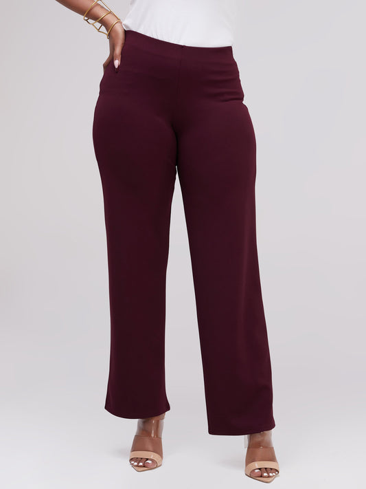 Vivo Basic Wide Leg Pants - Raspberry