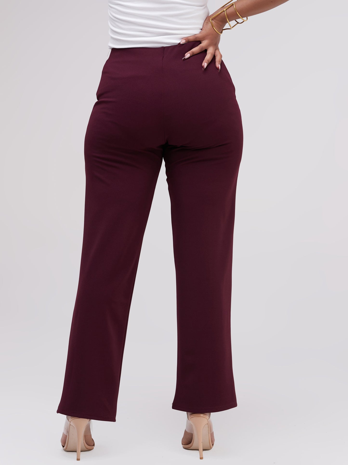 Vivo Basic Wide Leg Pants - Raspberry