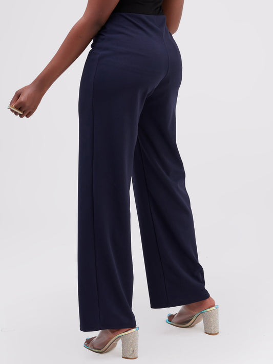 Vivo Basic Wide Leg Pants - Navy Blue