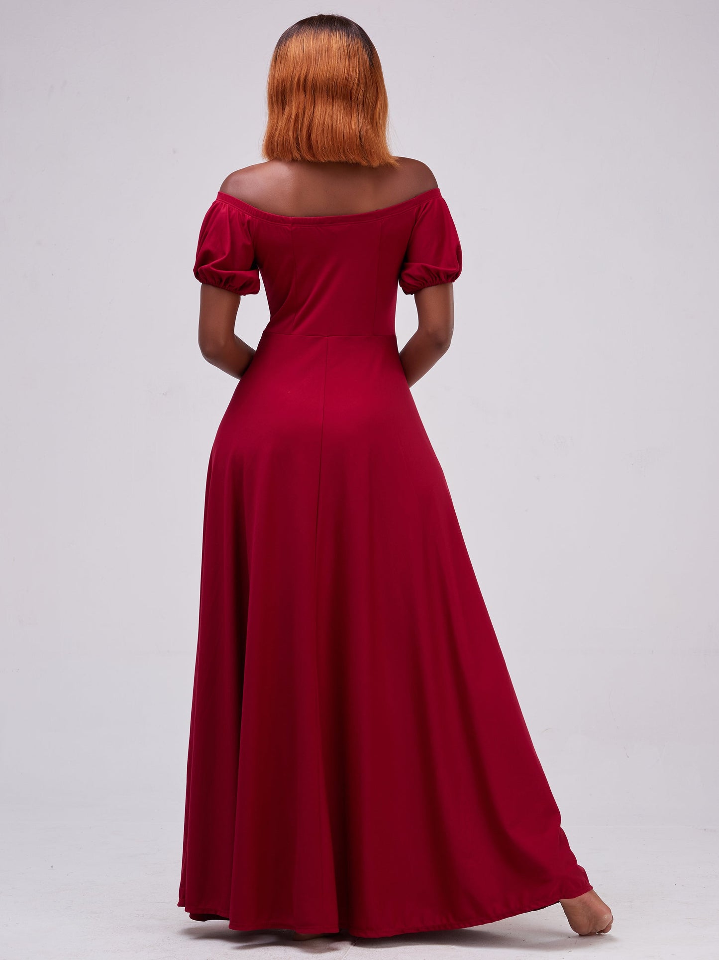 Vivo Zari Puff Sleeved Circular Maxi Dress - Maroon