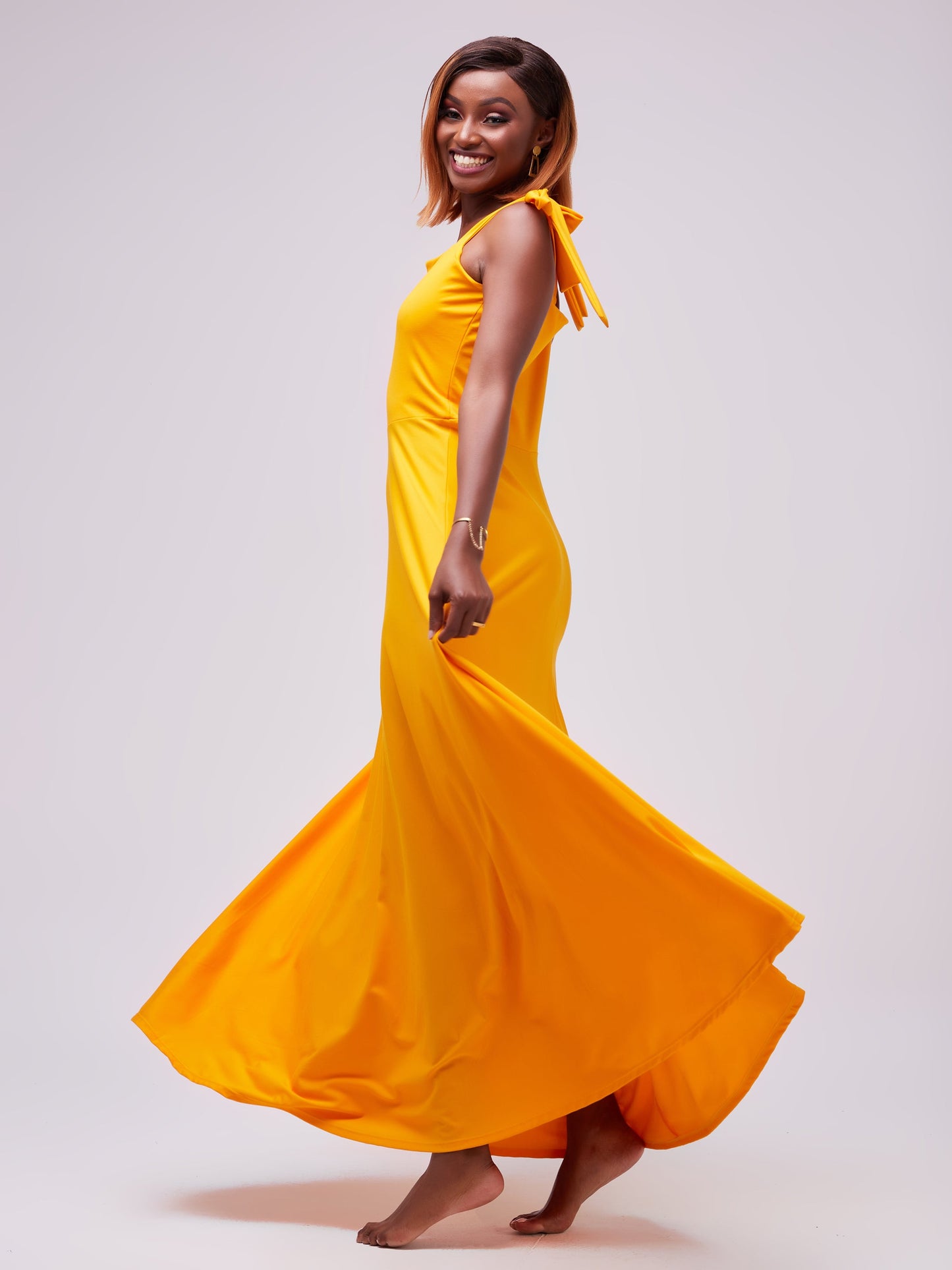 Vivo Zari Strappy Circular Maxi Dress - Mustard