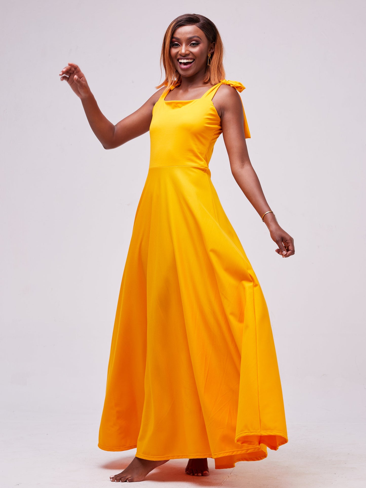Vivo Zari Strappy Circular Maxi Dress - Mustard