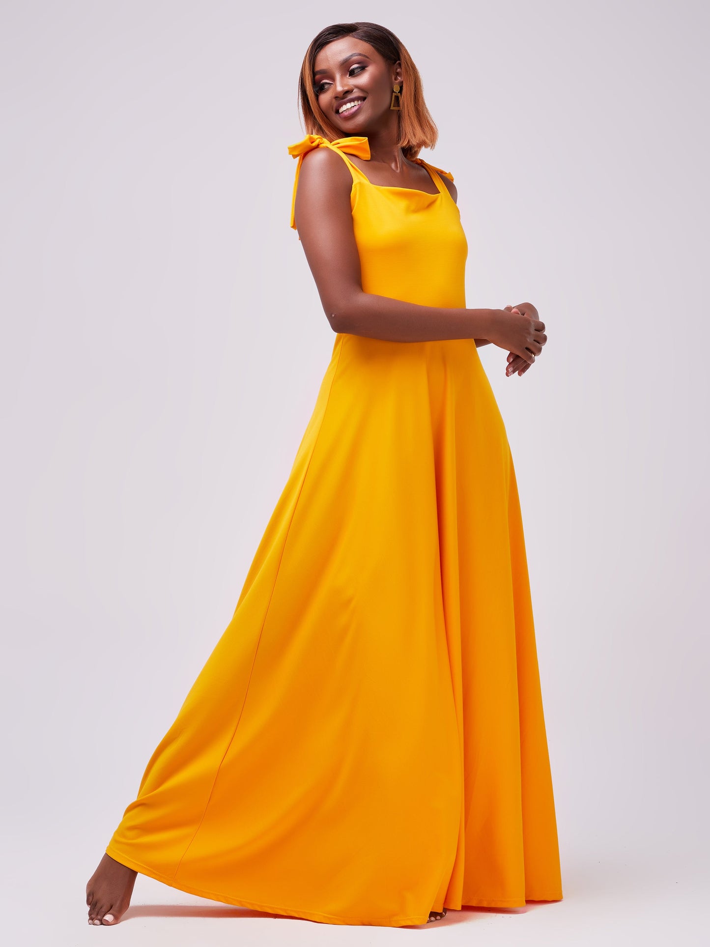 Vivo Zari Strappy Circular Maxi Dress - Mustard