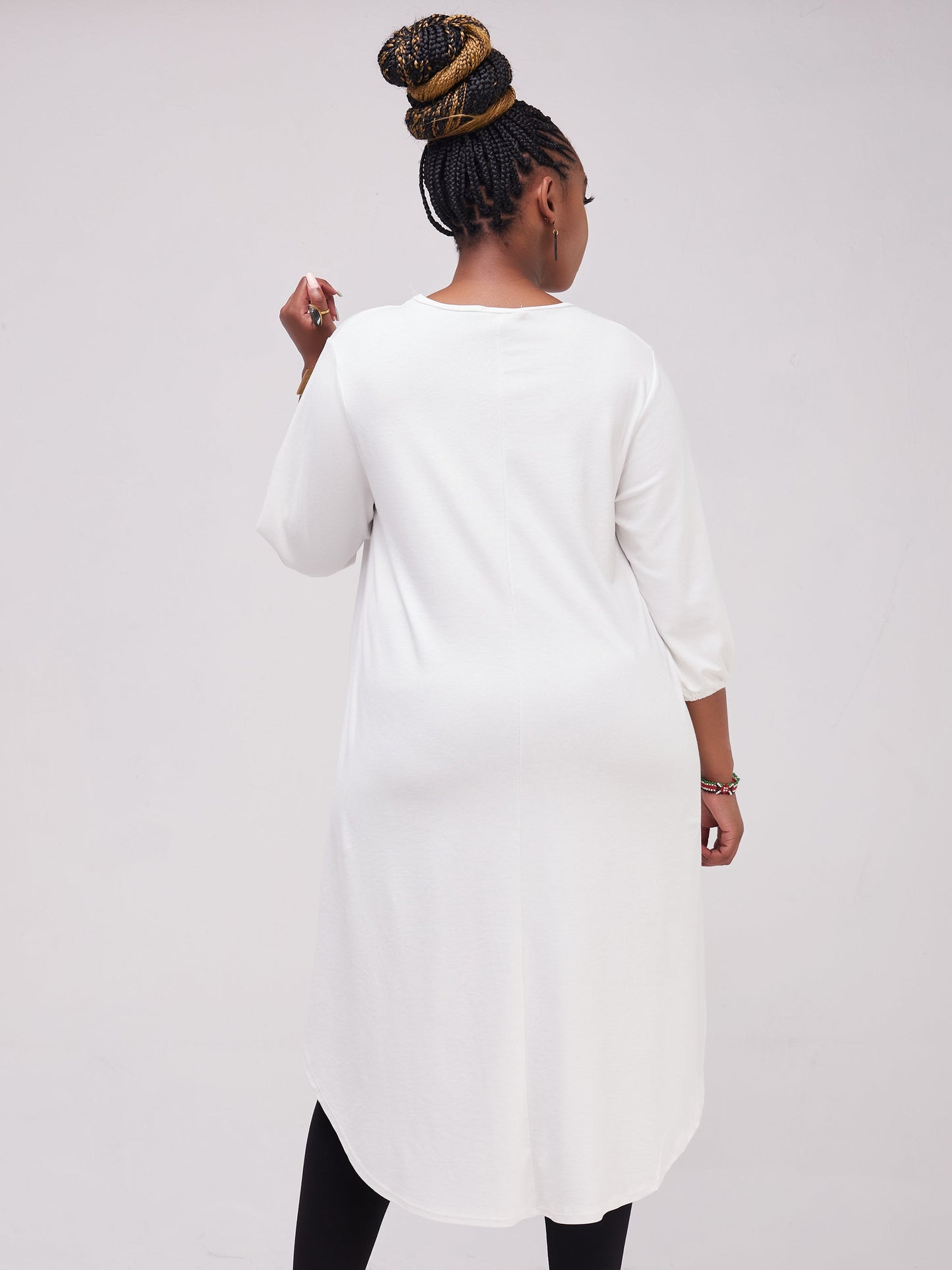 Vivo Basic Nalia High Low Jersey Top - White