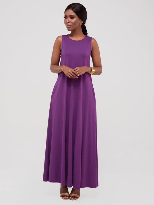 Vivo Basic Sleeveless Kena Tent Maxi Dress - Purple