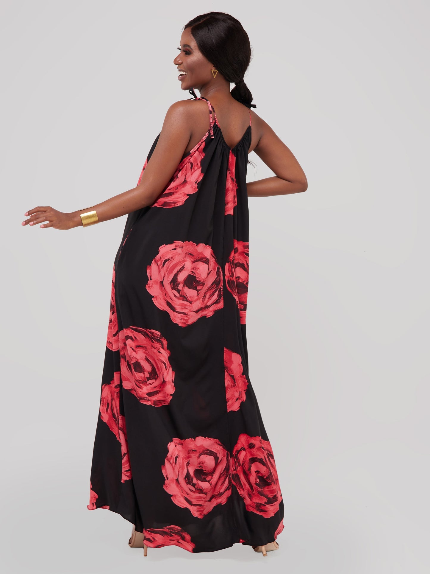 Safari Maisha Strappy Maxi Cover-Up Dress - Red / Black Print