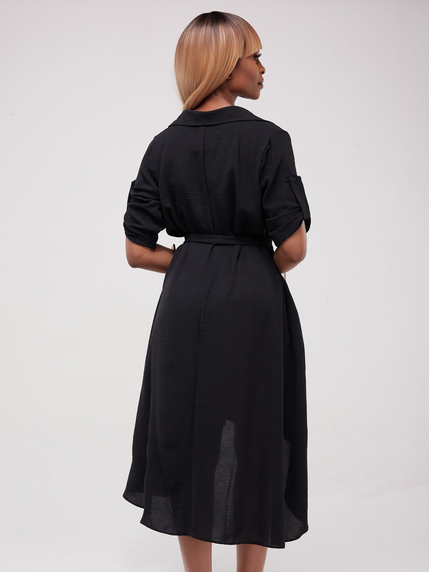 Vivo Dayo 3/4 Sleeved High Low Tent Dress - Black