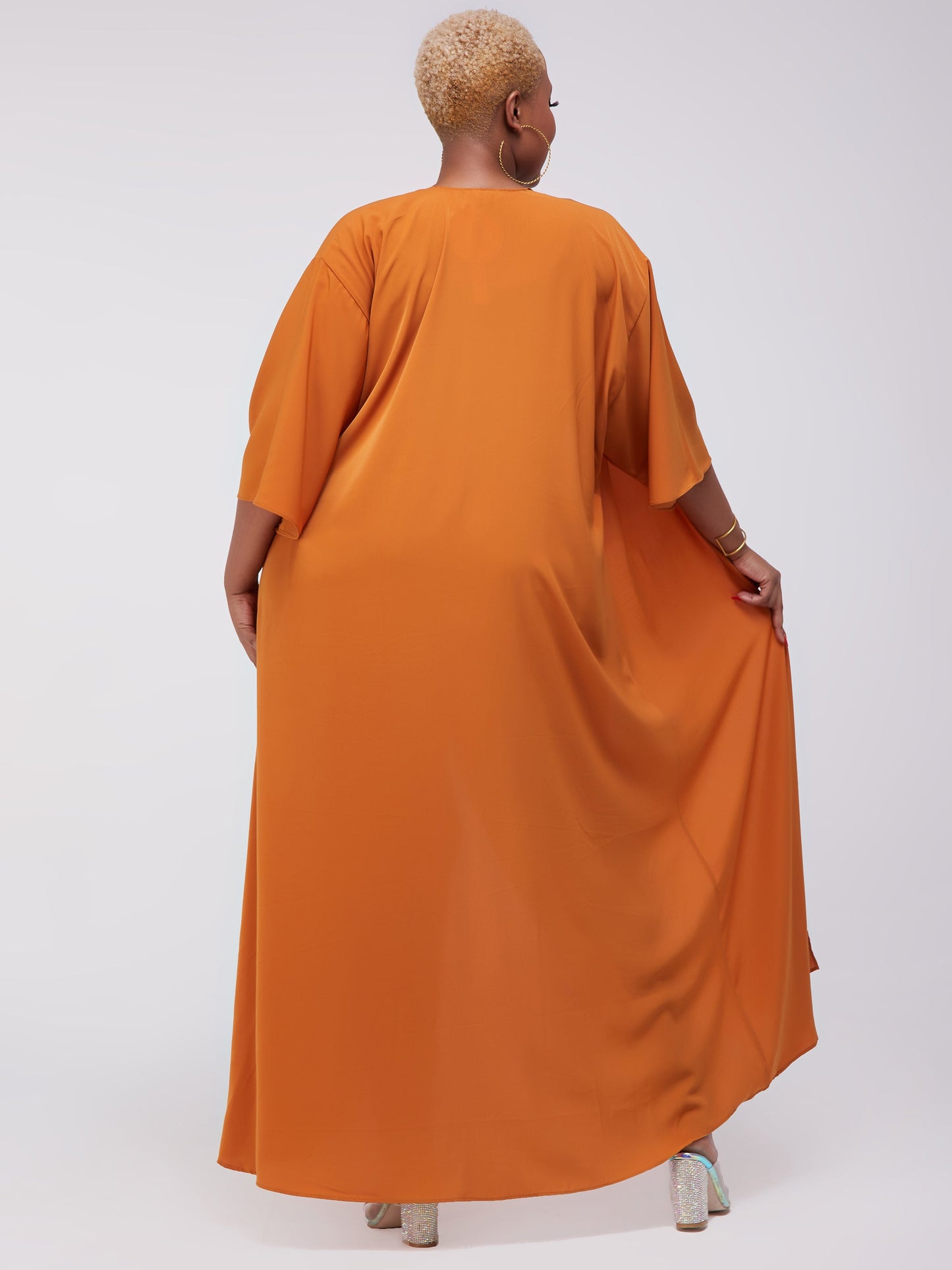 Vivo Alek 3/4 Sleeve A-Line Maxi Kimono - Rust