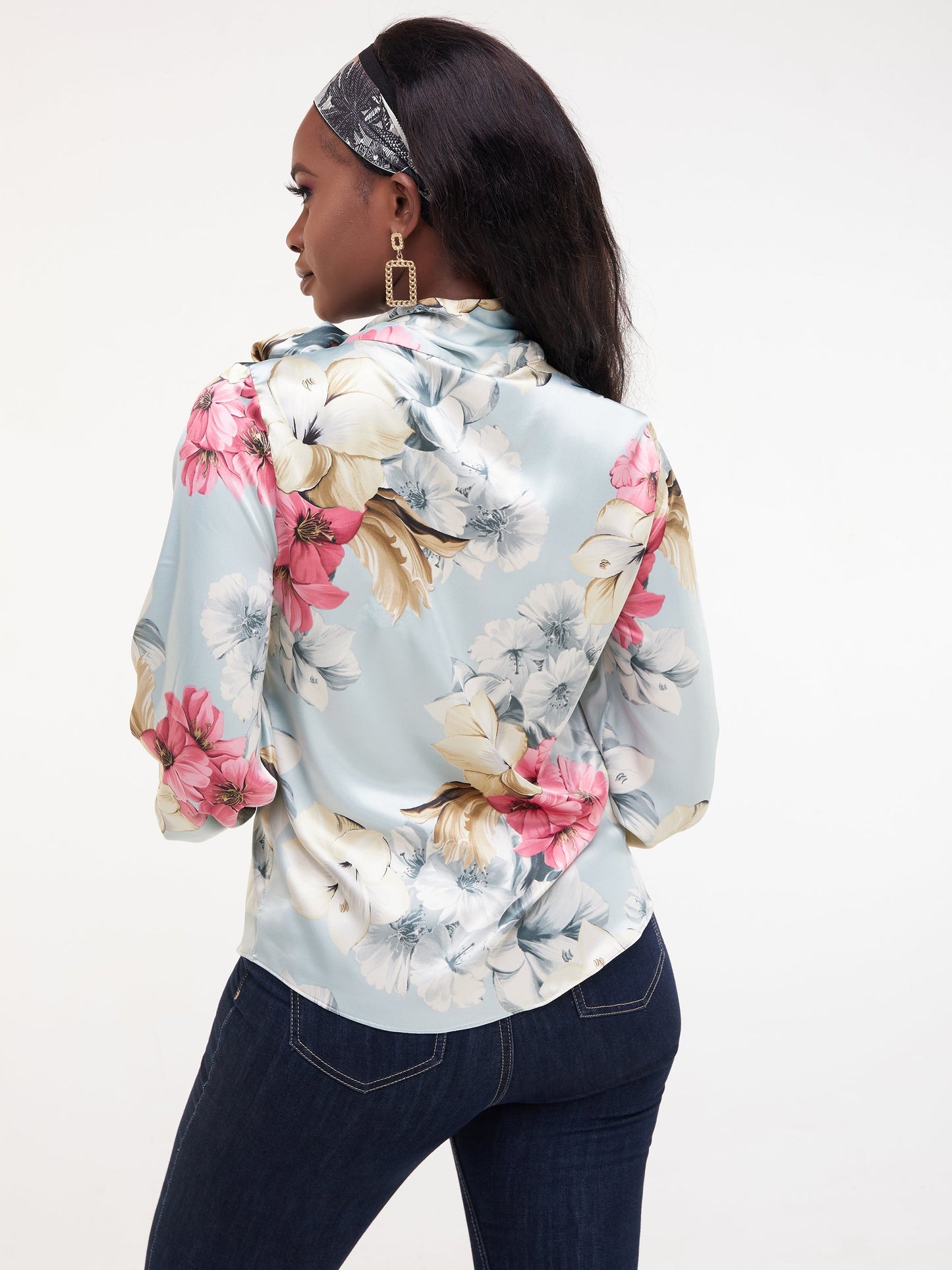 Vivo Bissa Bishop Long Sleeved Top - Green / Pink Print