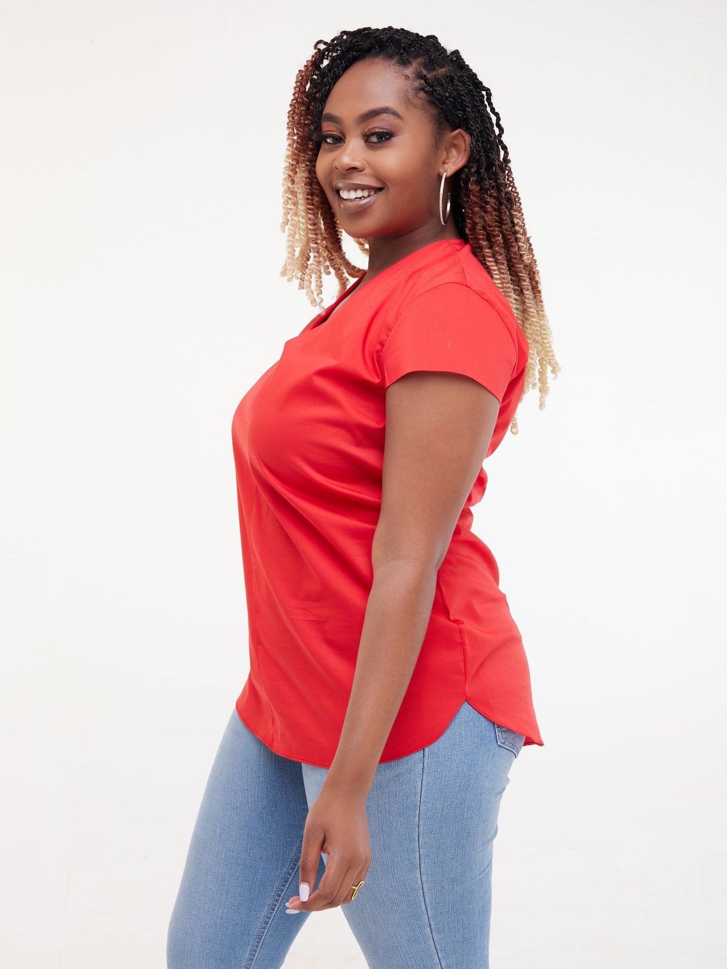 Safari Huru Cap Sleeved Top - Red