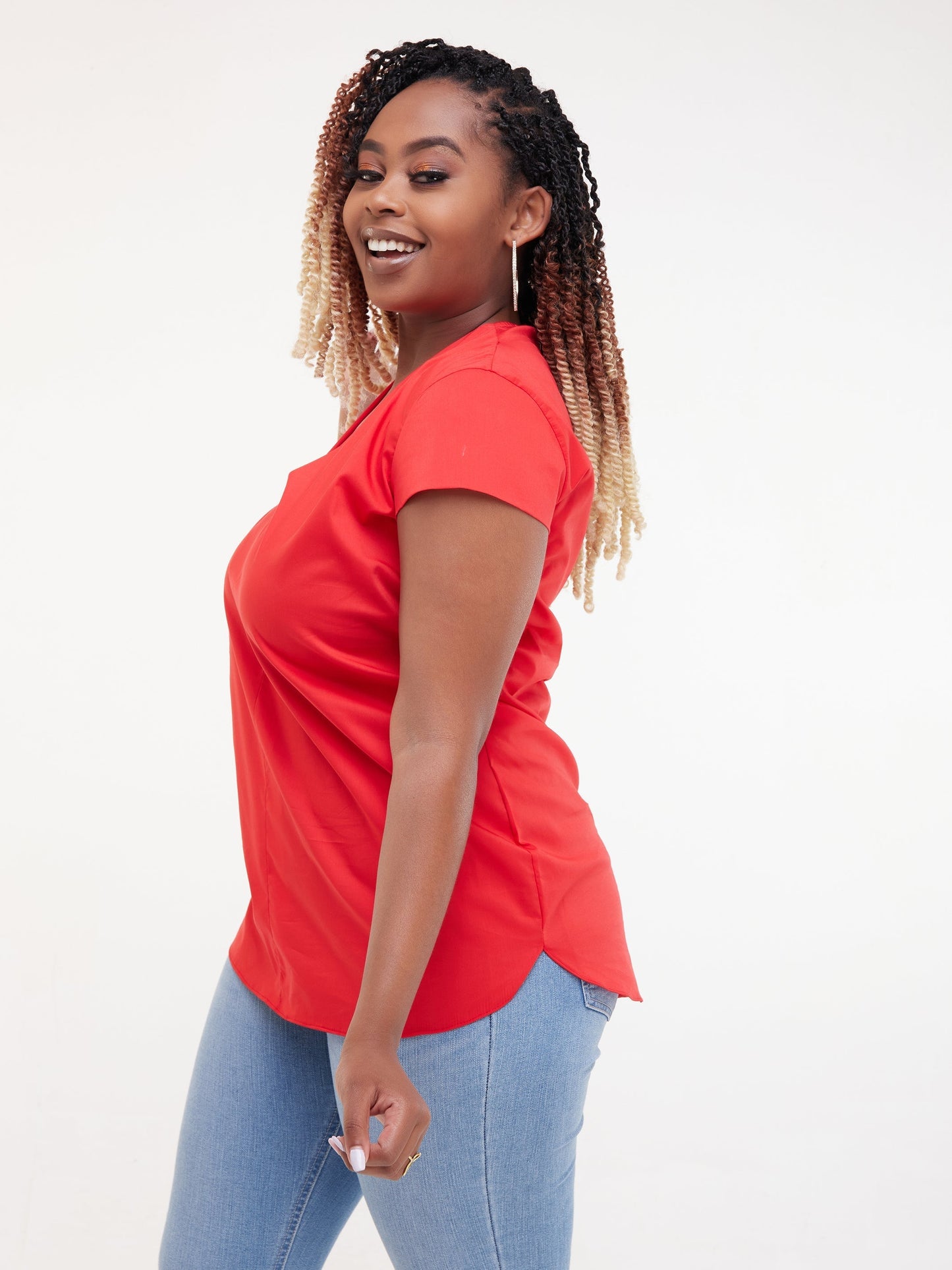 Safari Huru Cap Sleeved Top - Red