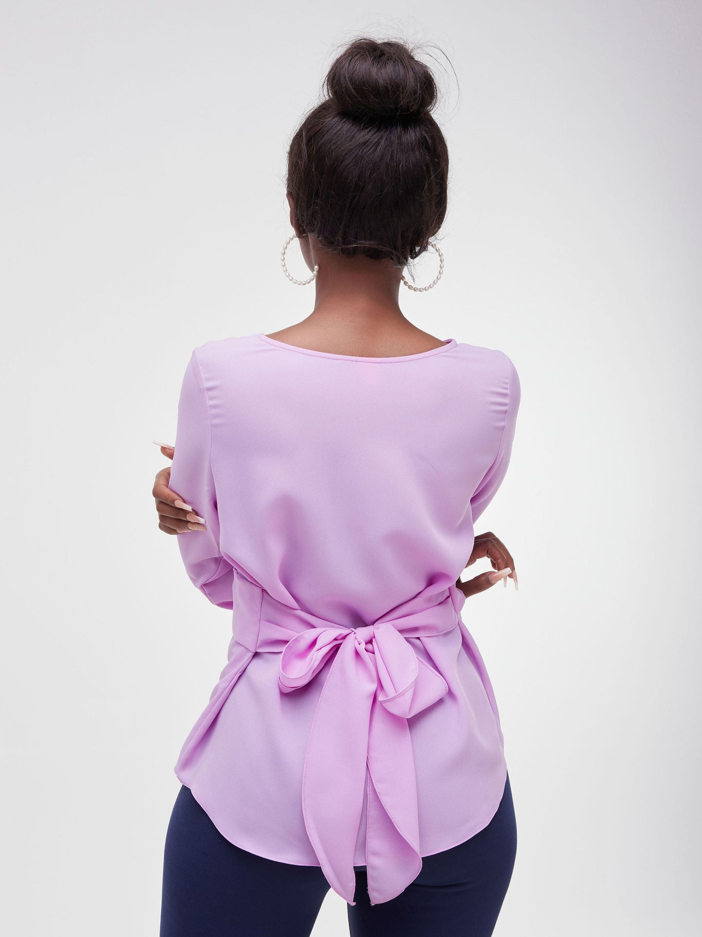 Vivo Faraji Long Sleeved Pleated Top - Lilac