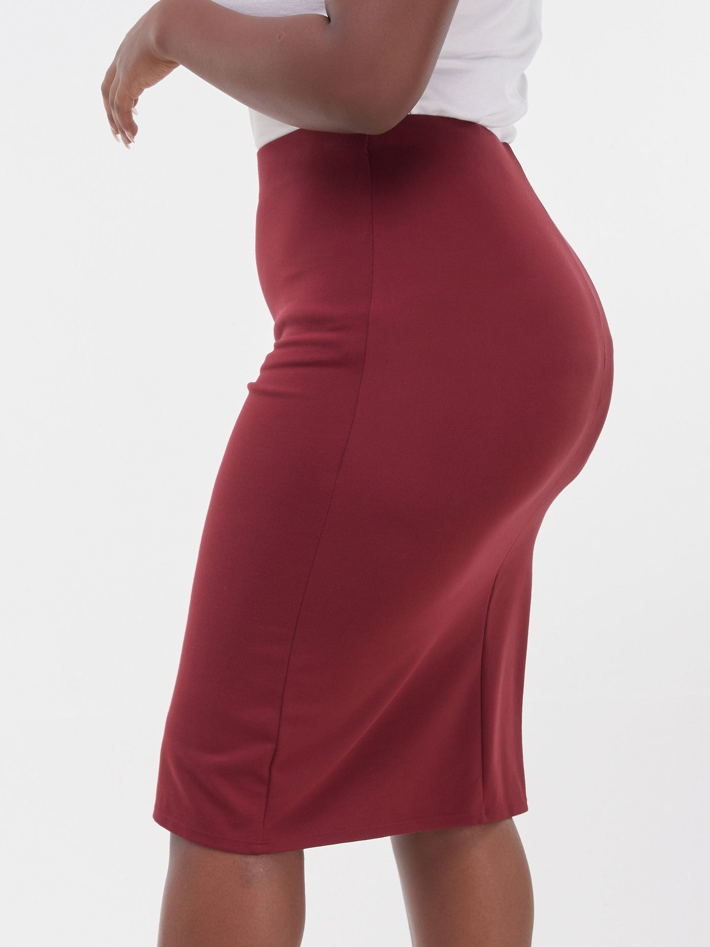 Vivo Basic Straight Skirt - Maroon