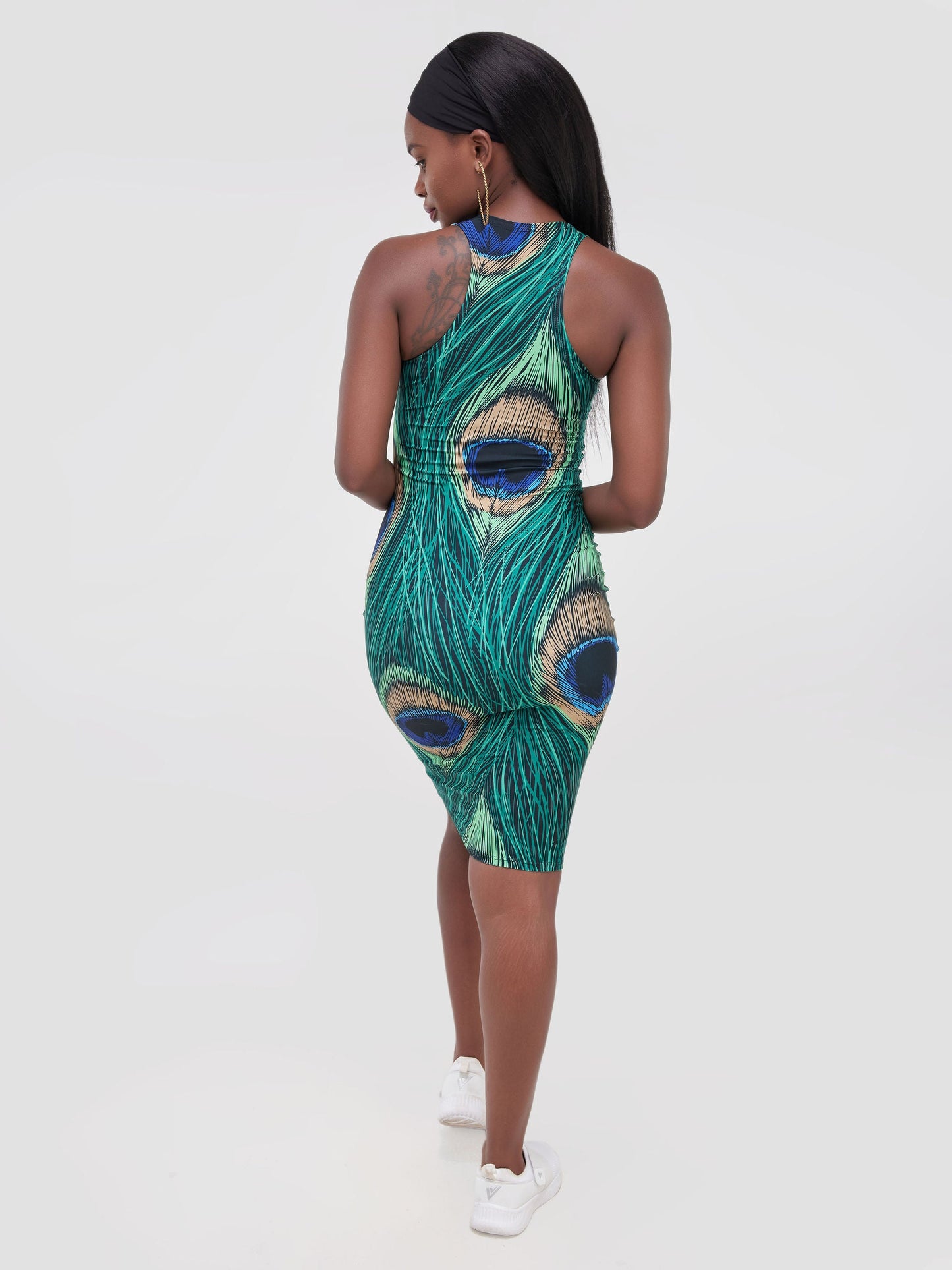 Zoya Athleisure Racer-Back Bodycon - Peacock Print