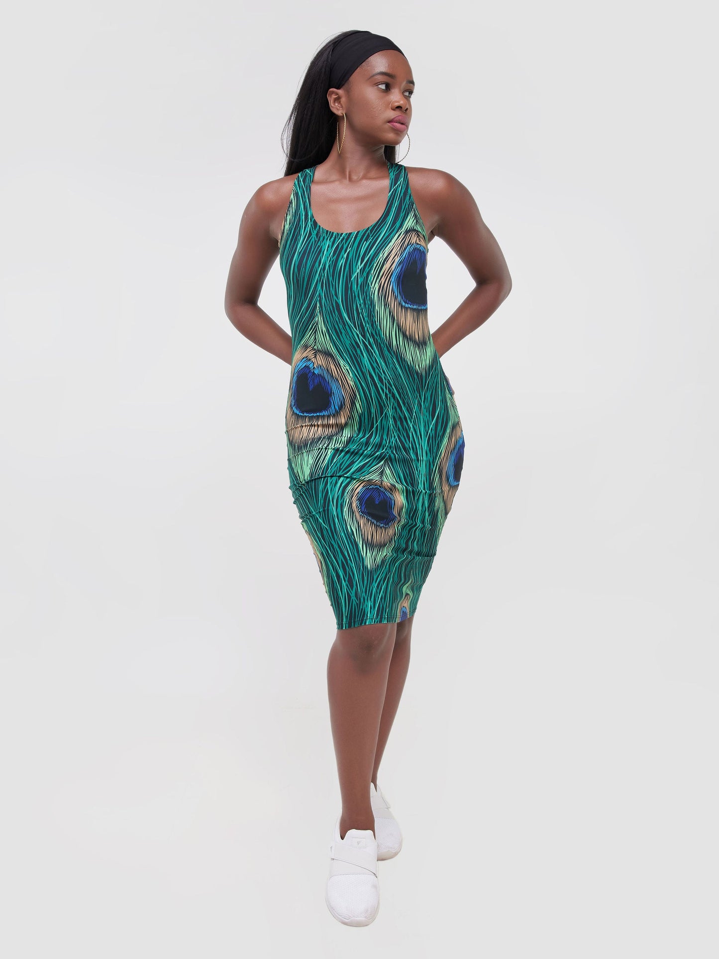 Zoya Athleisure Racer-Back Bodycon - Peacock Print