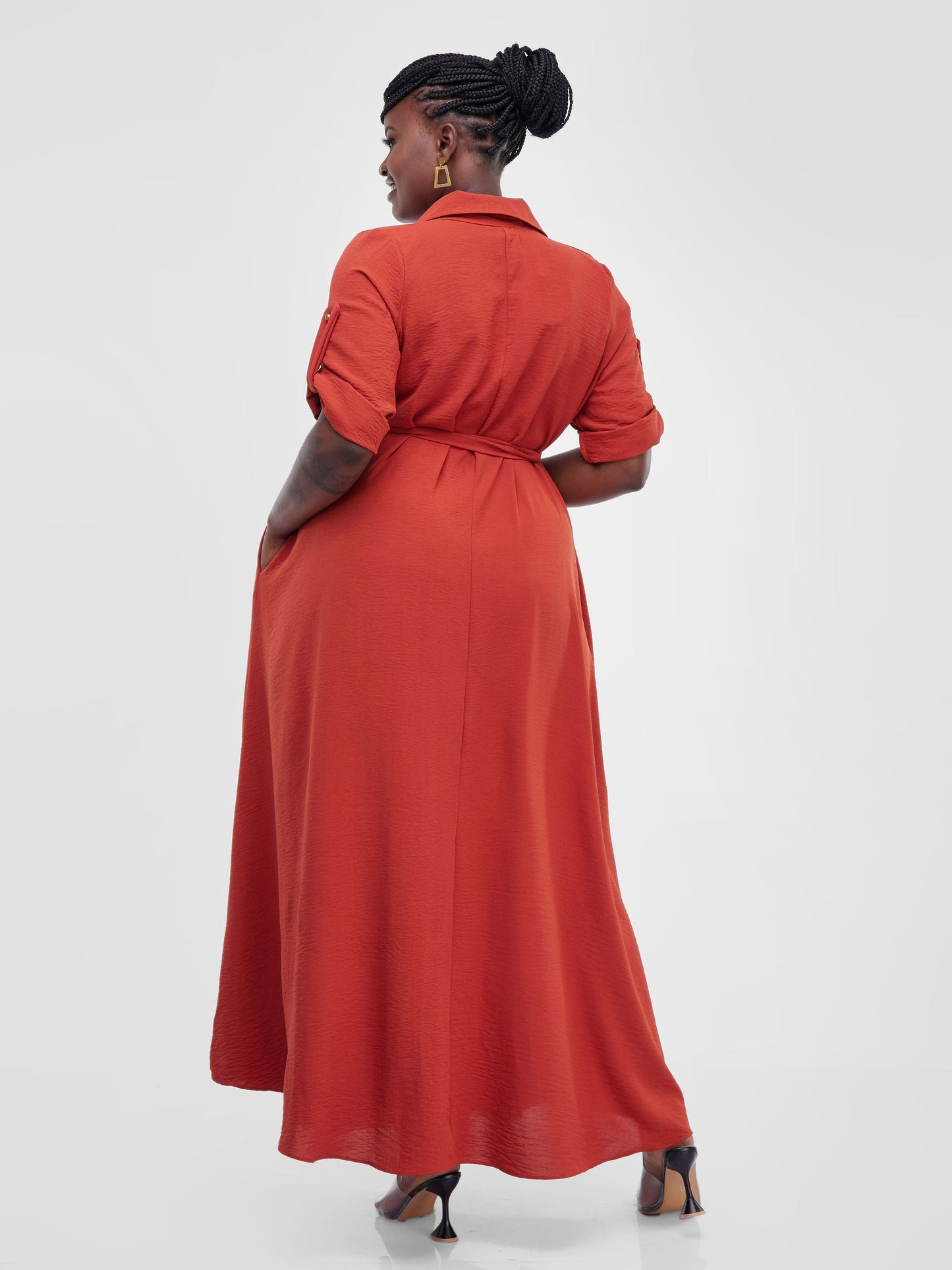 Vivo Dayo Maxi Shirt Dress -Rust