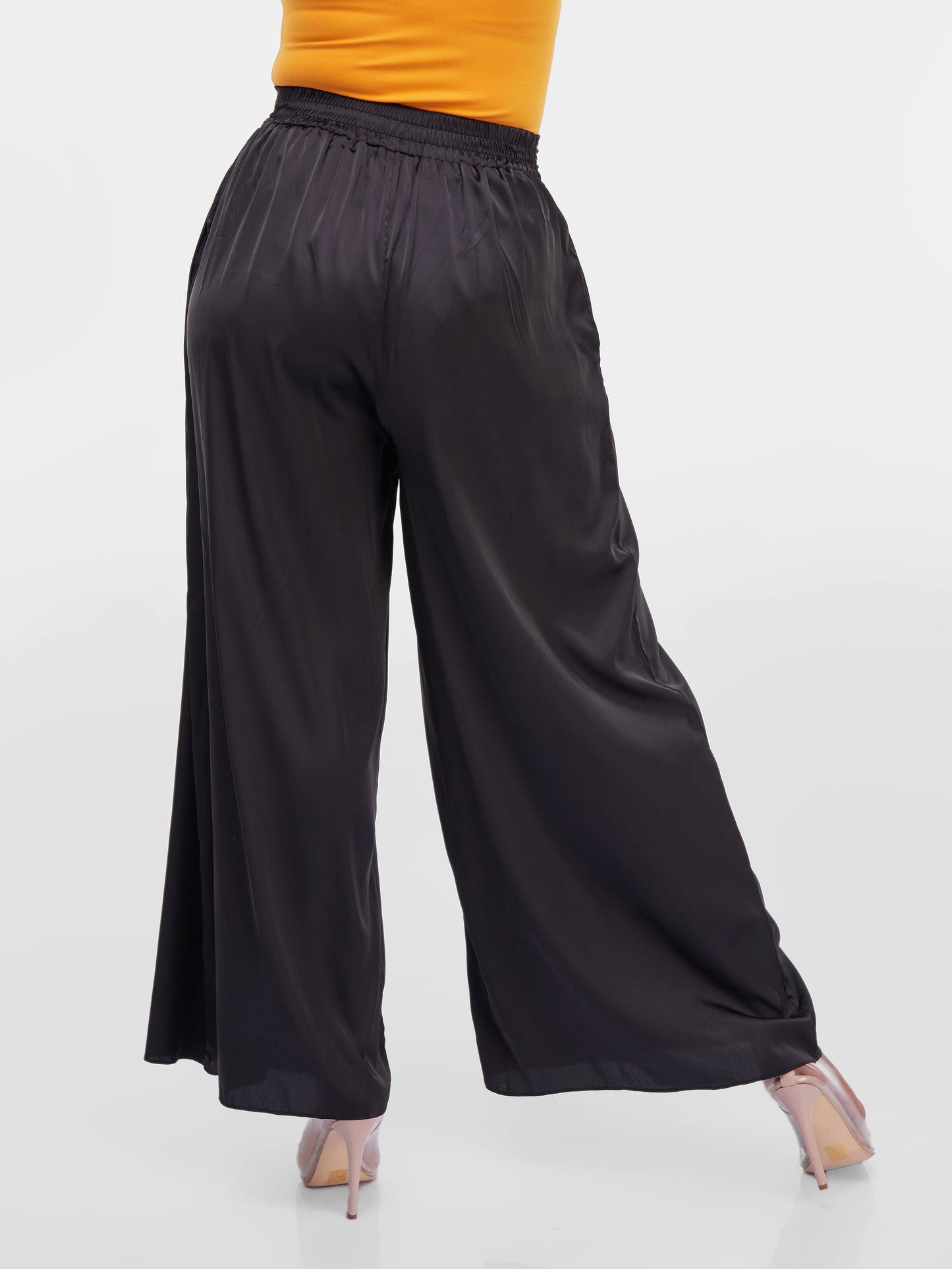 Vivo Thando Wide Leg Satin Pants -  Black