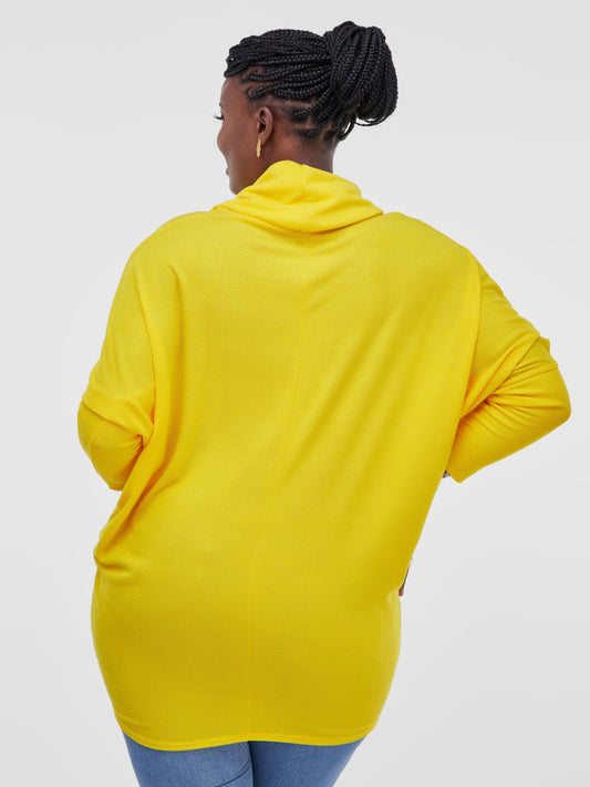 Vivo Basic Nala Dolman Cowl Sweater Top - Yellow