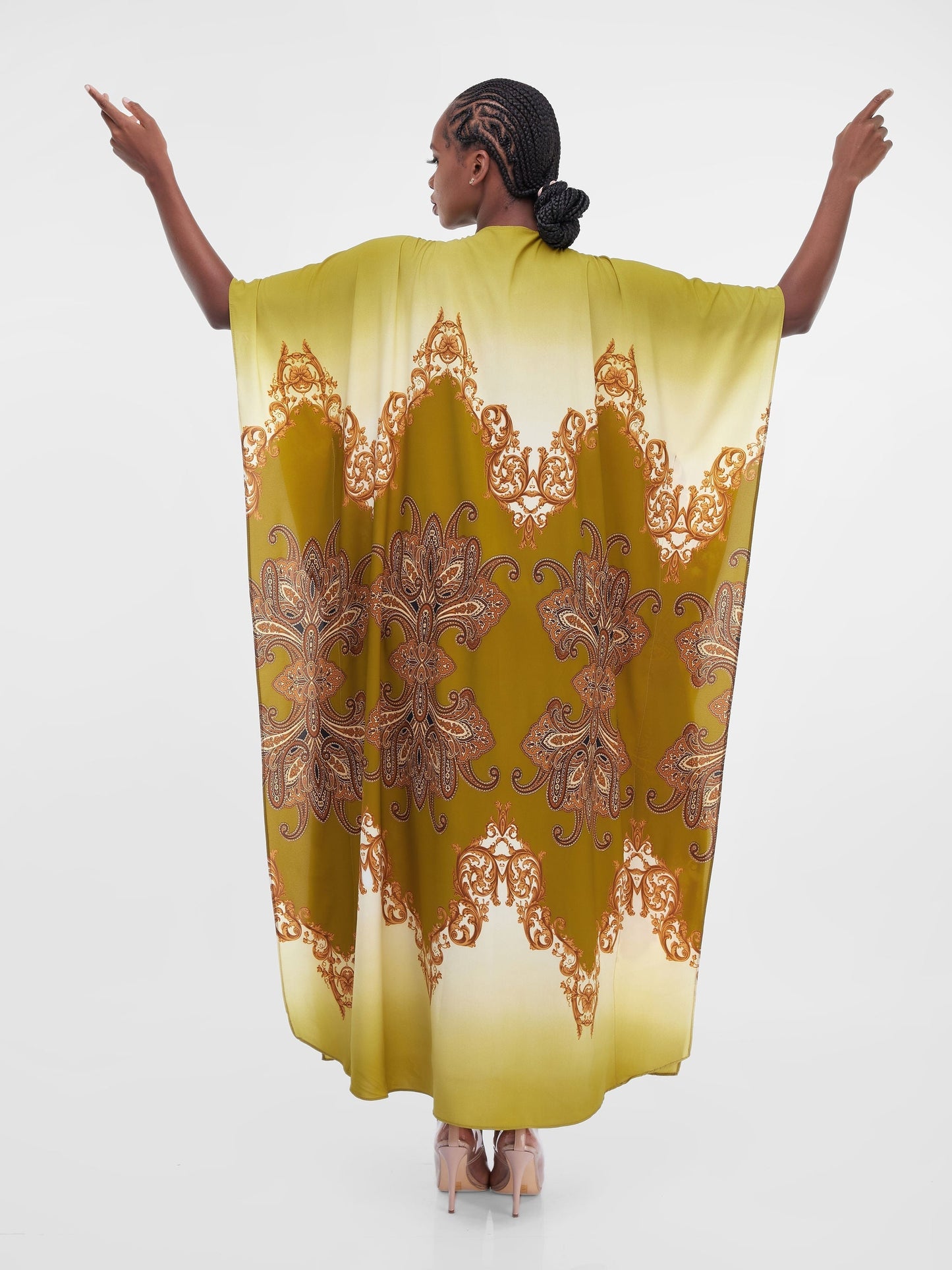 Safari Maisha Maxi Kimono Cover-Up - Olive Green / Brown Print