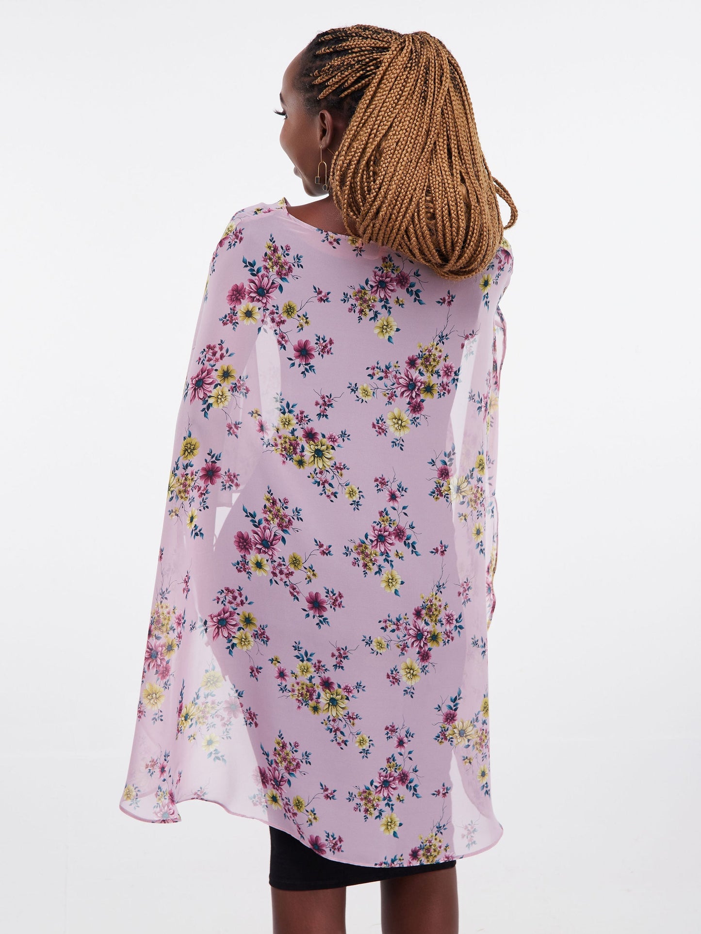 Vivo Sana Cape Top - Purple Floral Print