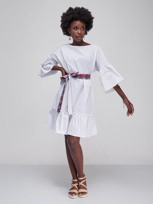 Safari Tawi Flounce Tent Dress - White