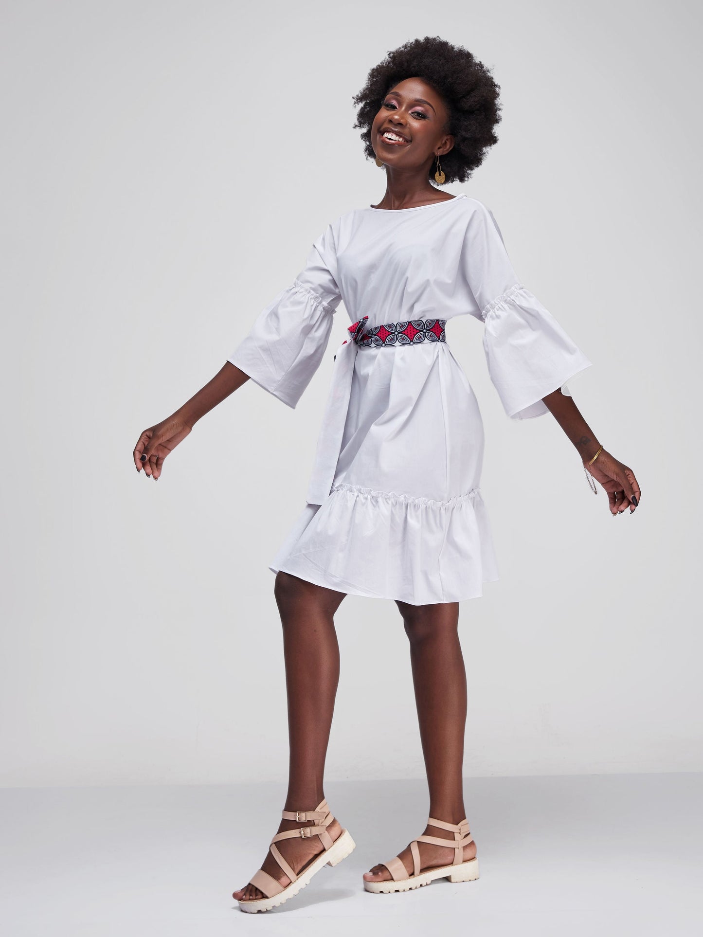 Safari Tawi Flounce Tent Dress - White