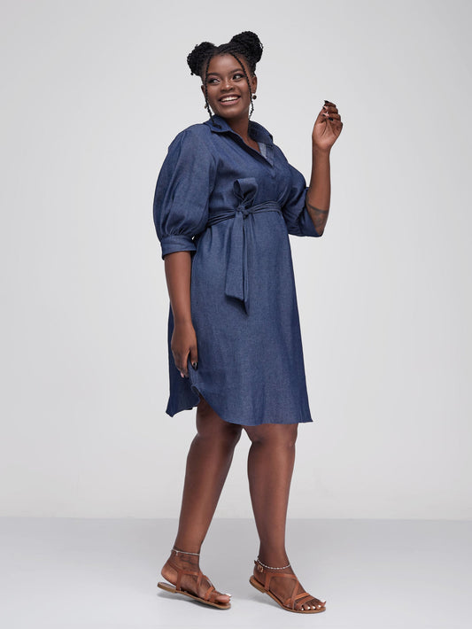 Safari Tawi  Denim Shirt Dress - Midnight Blue