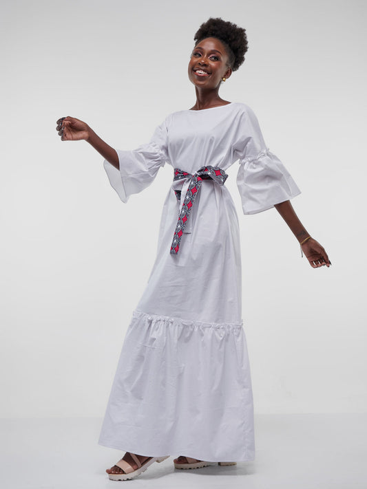 Safari Tawi Flounce Maxi Dress - White