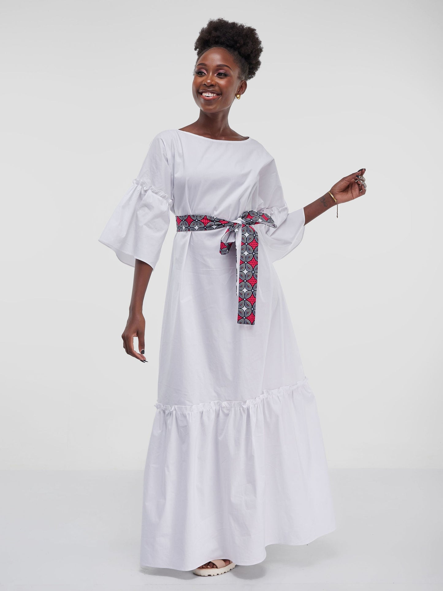 Safari Tawi Flounce Maxi Dress - White