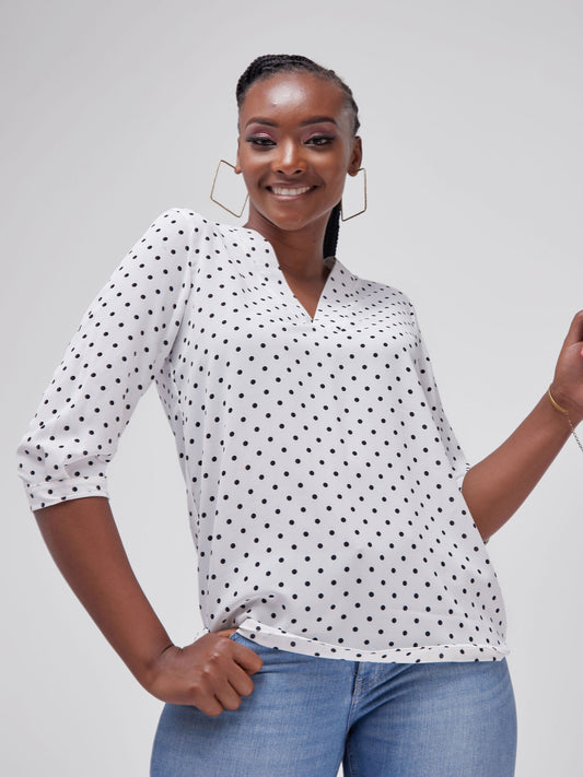 Vivo J.O 3/4 Sleeve Top - Polka Dot Print