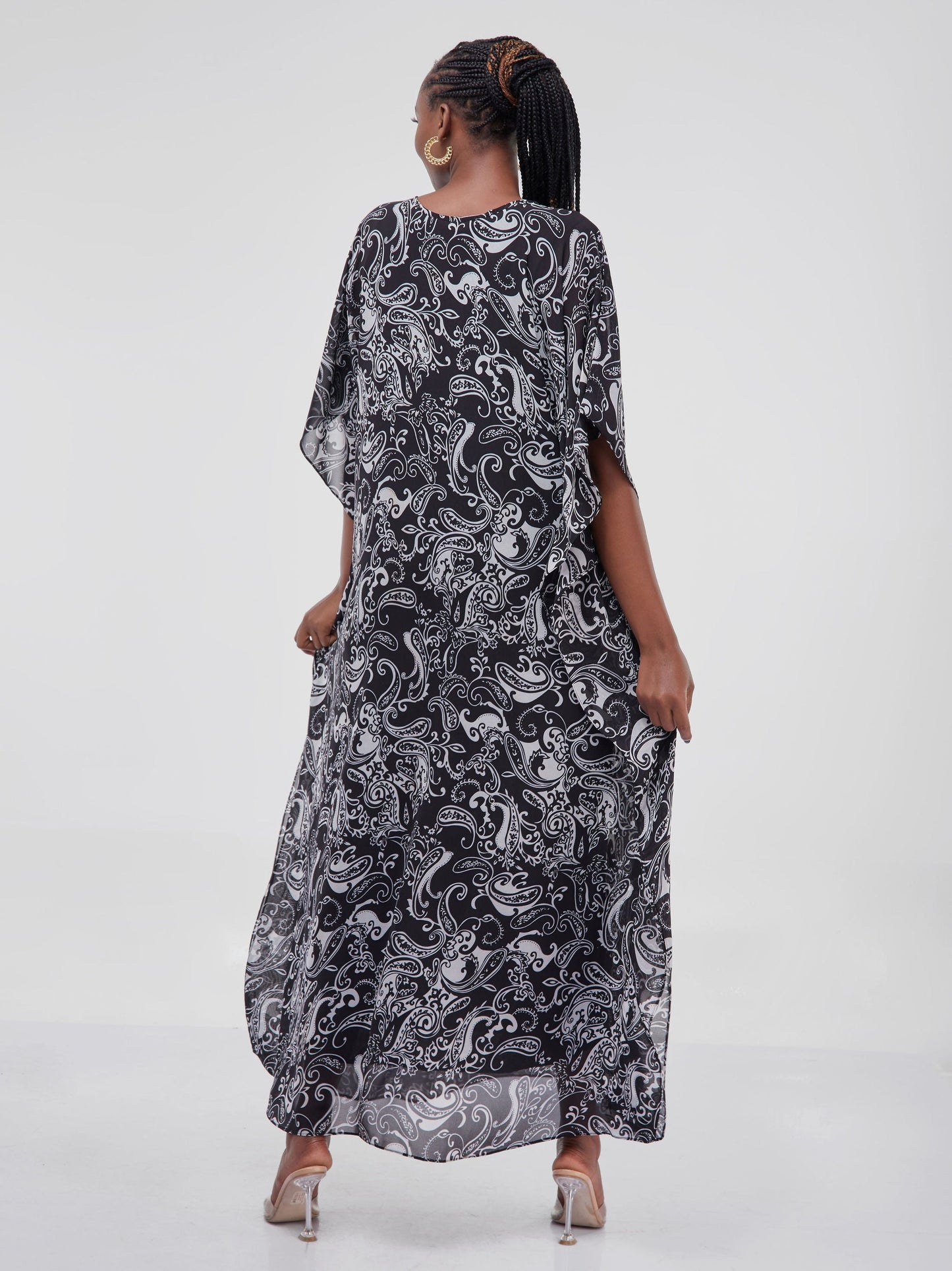 Vivo Sierra Maxi Kaftan - Black / White Abstract Print