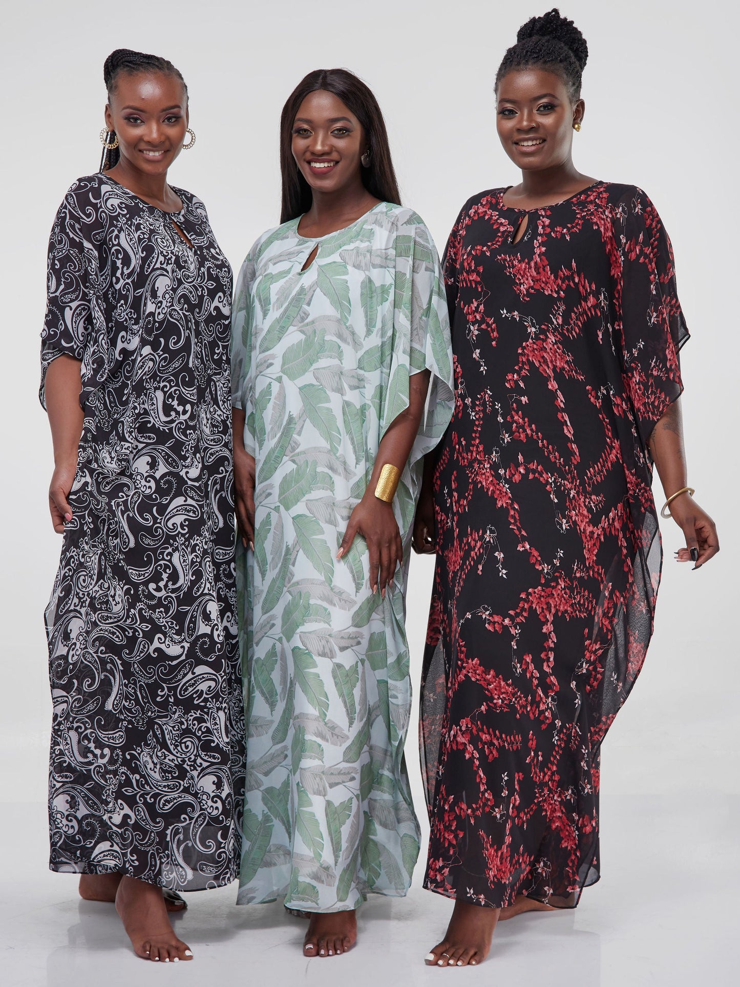 Vivo Sierra Maxi Kaftan - Black / White Abstract Print