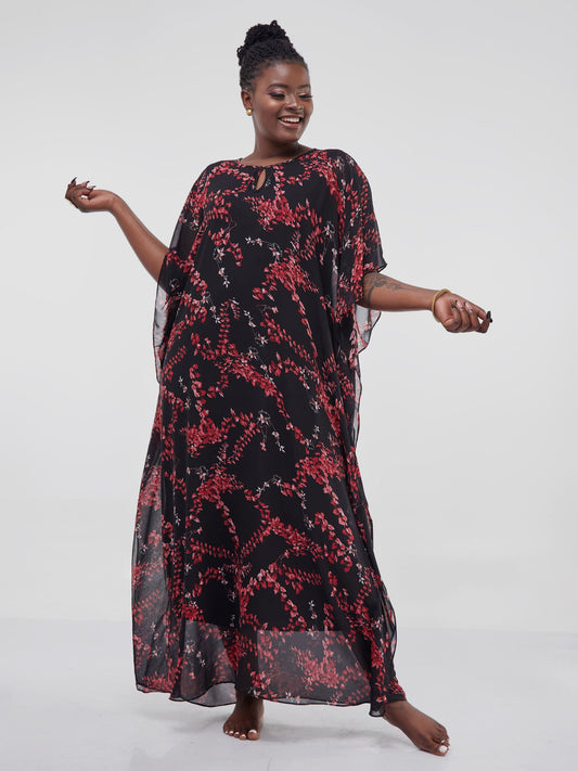 Vivo Sierra Maxi Kaftan - Red Leaf Print