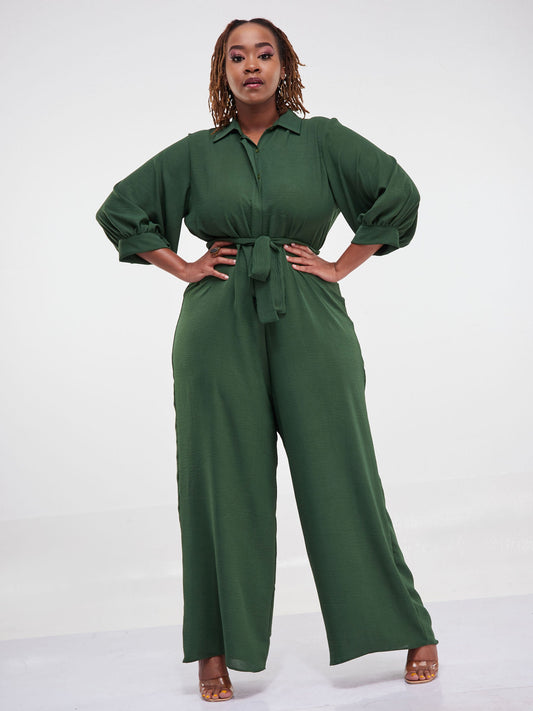 Vivo Tunu Long Sleeve Collar Jumpsuit - Green