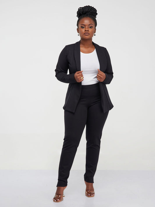 Vivo Basic Side Slit Leisure Pants - Black